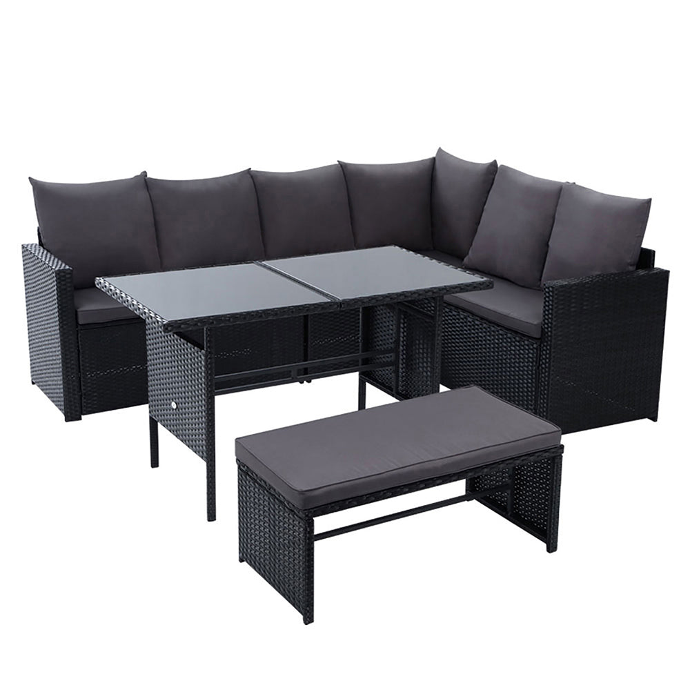 Gardeon Outdoor Furniture Dining Setting Sofa Set Lounge Wicker 8 Seater Black Chez Guru