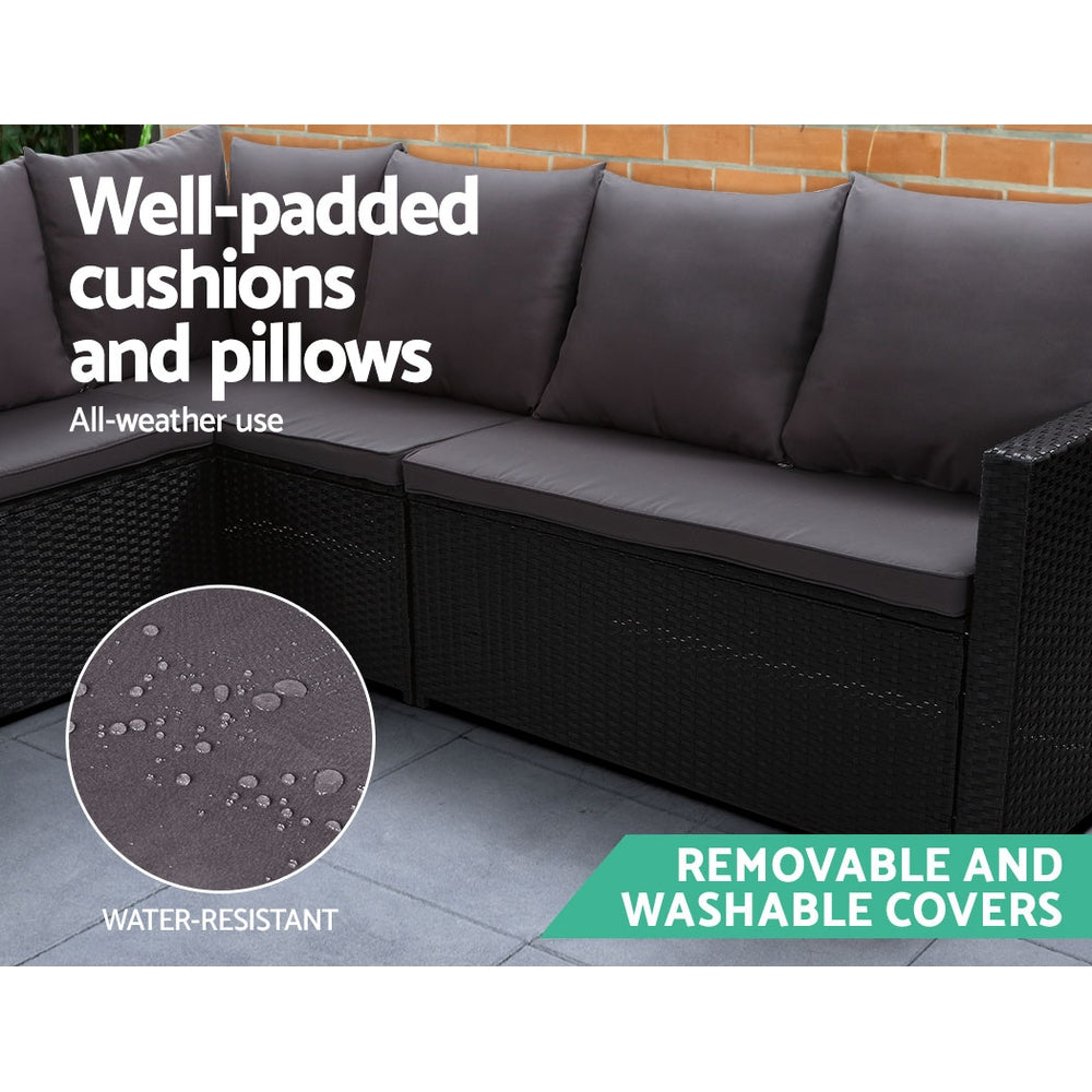 Gardeon Outdoor Furniture Dining Setting Sofa Set Lounge Wicker 8 Seater Black Chez Guru