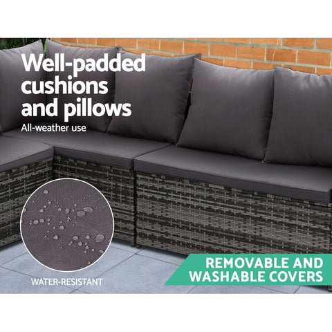 Gardeon Outdoor Furniture Dining Setting Sofa Set Lounge Wicker 9 Seater Mixed Grey Chez Guru