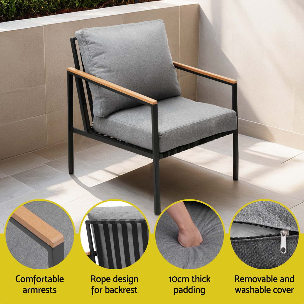 Gardeon 5 Seater Outdoor Sofa Set 4PCS Table Chair Garden Bench Patio Furniture Chez Guru