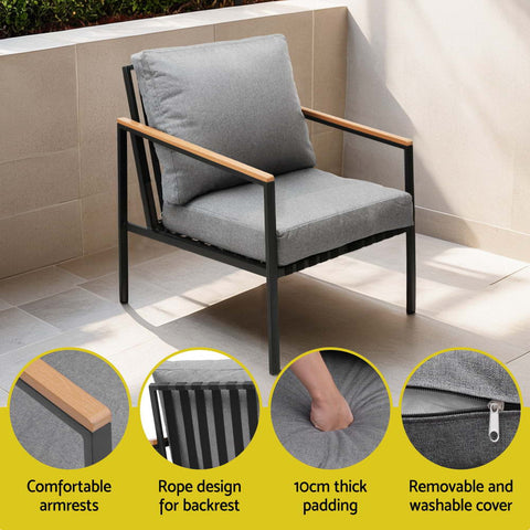 Gardeon 5 Seater Outdoor Sofa Set 4PCS Table Chair Garden Bench Patio Furniture Chez Guru