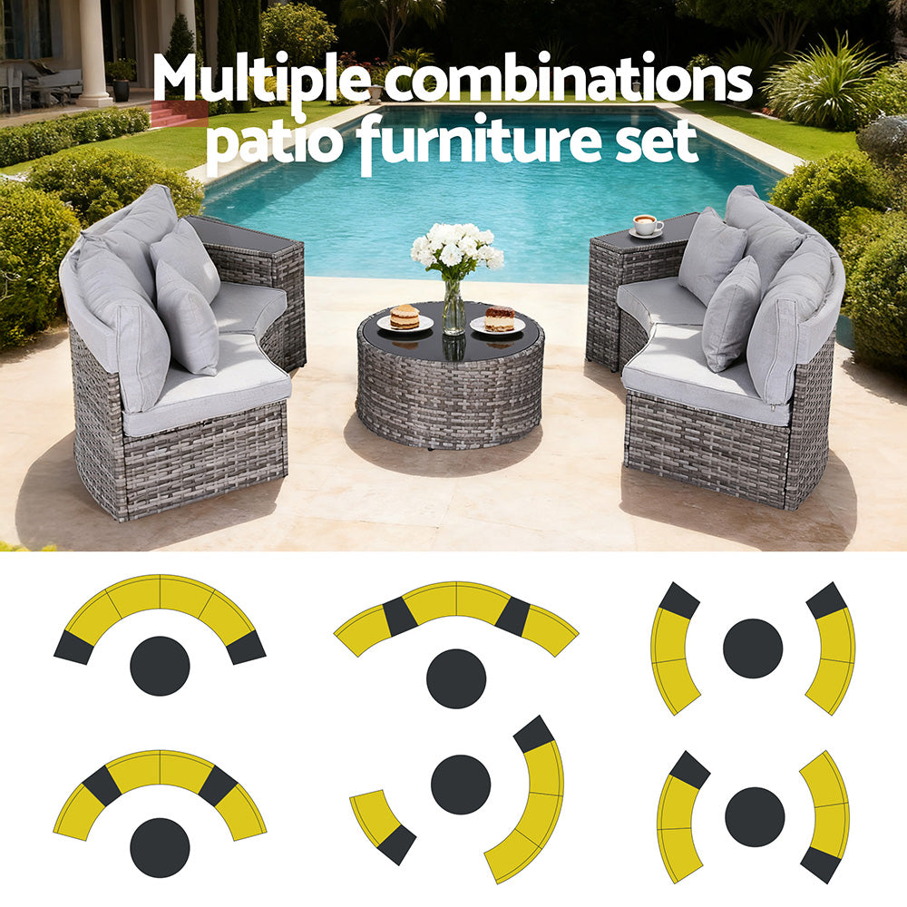 Gardeon 7-Piece 4 Seater Outdoor Rattan Sofa Set – Patio & Garden Lounge