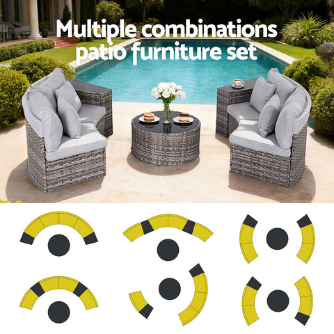 Gardeon 7-Piece 4 Seater Outdoor Rattan Sofa Set – Patio & Garden Lounge