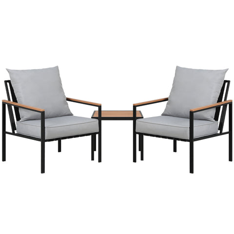 Gardeon 3PC Outdoor Furniture Bistro Set Lounge Setting Chairs Table Patio Black Chez Guru