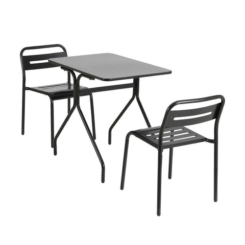 Gardeon 3PC Outdoor Bistro Set Patio Furniture Steel Table and Chairs Black Chez Guru