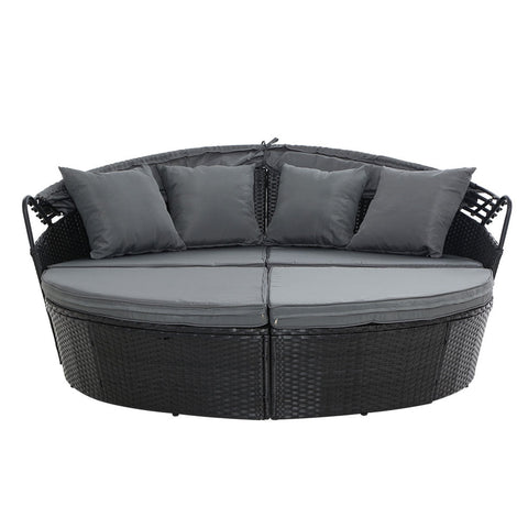 Gardeon Sun Lounge Setting Wicker Lounger Day Bed Outdoor Furniture Patio Black Chez Guru