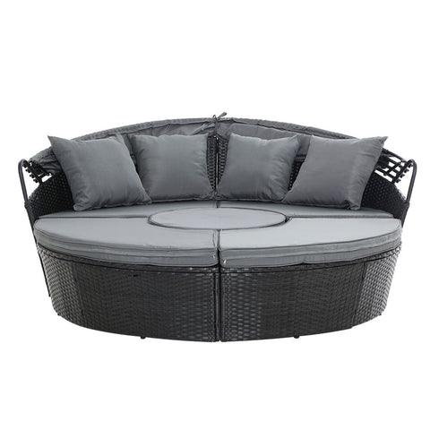 Gardeon Sun Lounge Setting Wicker Lounger Day Bed Patio Outdoor Furniture Black Chez Guru