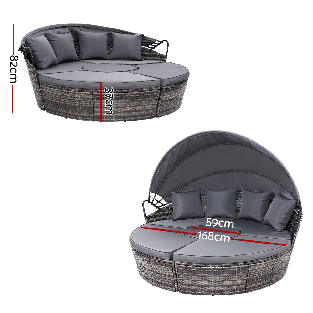 Gardeon Sun Lounge Setting Wicker Lounger Day Bed Patio Outdoor Furniture Grey Chez Guru