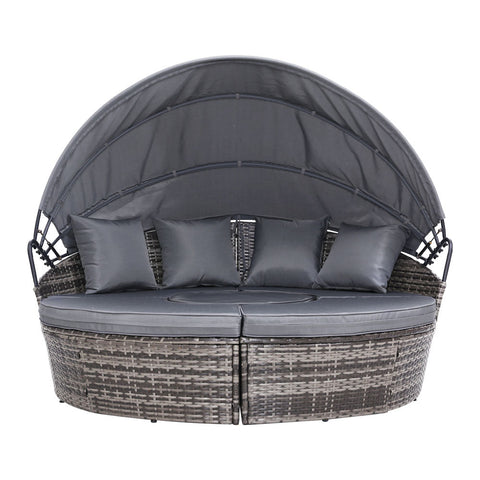 Gardeon Sun Lounge Setting Wicker Lounger Day Bed Patio Outdoor Furniture Grey Chez Guru