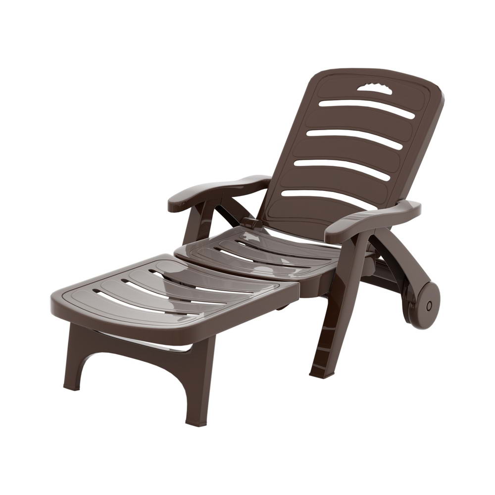 Gardeon Sun Lounger Folding Lounge Chair Wheels Patio Outdoor Furniture Brown Chez Guru