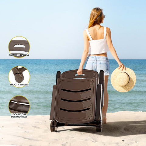 Gardeon Sun Lounger Folding Lounge Chair Wheels Patio Outdoor Furniture Brown Chez Guru