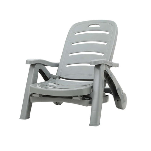 Gardeon Sun Lounger Folding Lounge Chair Wheels Patio Outdoor Furniture Grey Chez Guru