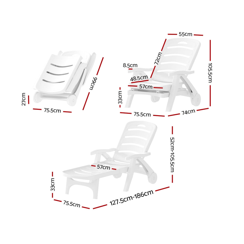 Gardeon Sun Lounger Folding Chaise Lounge Chair Wheels Patio Outdoor Furniture Chez Guru