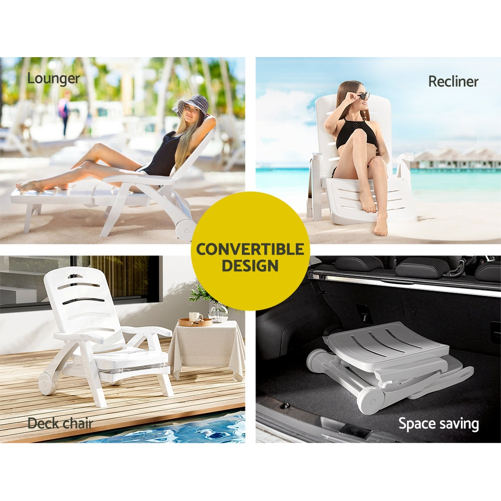 Gardeon Sun Lounger Folding Chaise Lounge Chair Wheels Patio Outdoor Furniture Chez Guru