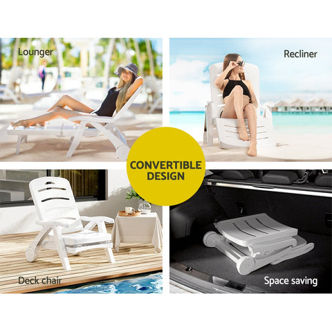 Gardeon Sun Lounger Folding Chaise Lounge Chair Wheels Patio Outdoor Furniture Chez Guru