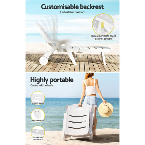 Gardeon Sun Lounger Folding Chaise Lounge Chair Wheels Patio Outdoor Furniture Chez Guru