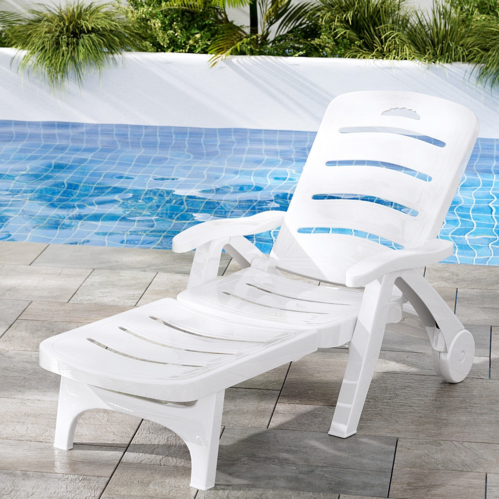 Gardeon Sun Lounger Folding Chaise Lounge Chair Wheels Patio Outdoor Furniture Chez Guru
