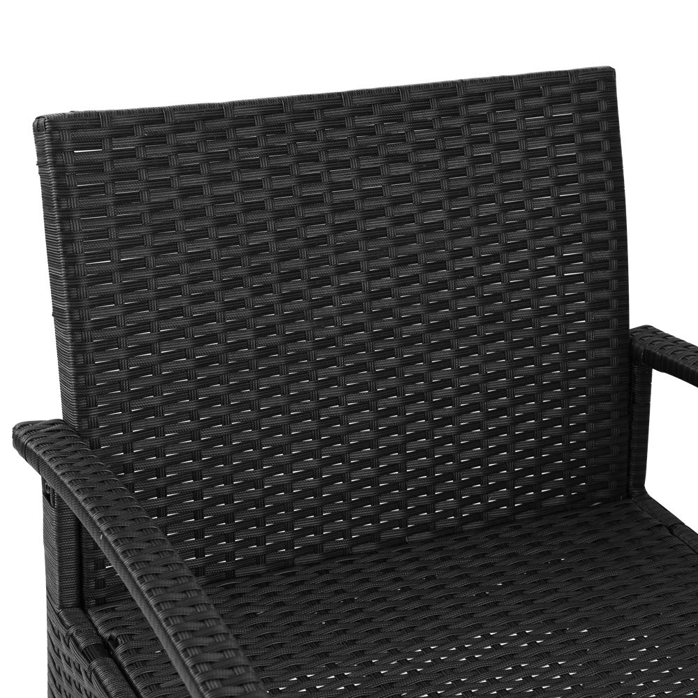 Gardeon 3PC Patio Furniture Bistro Set Wicker Outdoor Lounge Setting Black Chez Guru