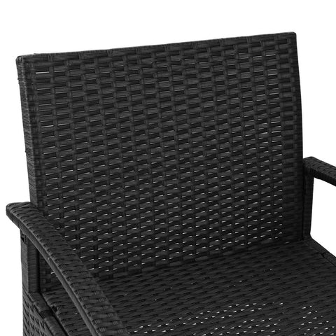 Gardeon 3PC Patio Furniture Bistro Set Wicker Outdoor Lounge Setting Black Chez Guru