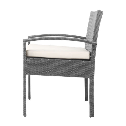 Gardeon 3PC Patio Furniture Bistro Set Wicker Outdoor Lounge Setting Grey Chez Guru