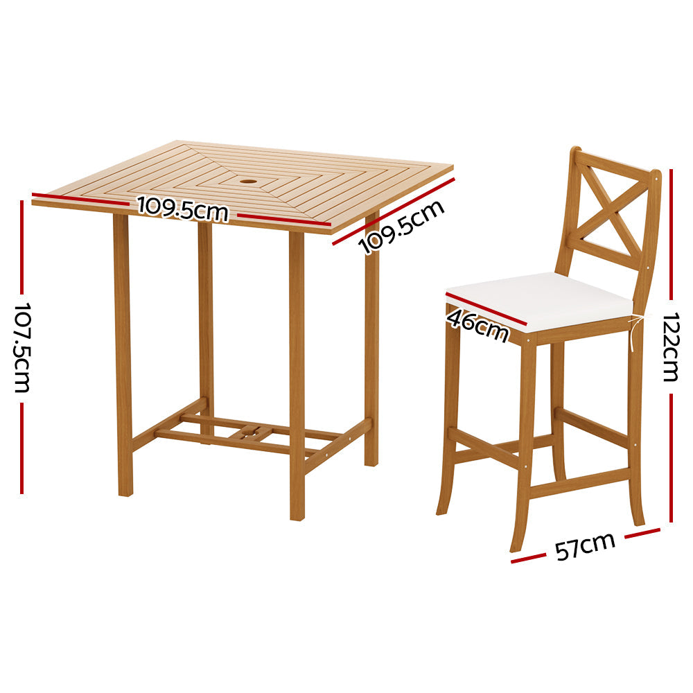 Gardeon 5-Piece Outdoor Bar Set Acacia Wood Bistro Patio Table Stools Chez Guru