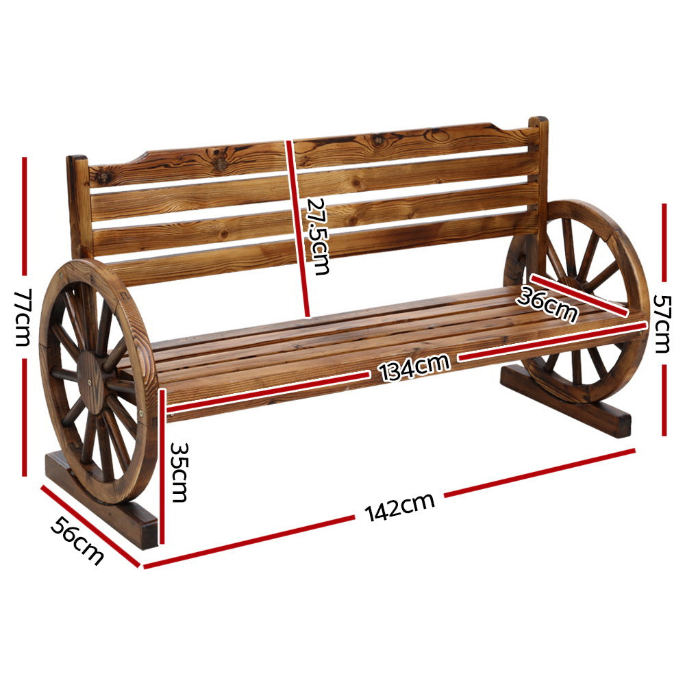 Gardeon Outdoor Garden Bench Wooden 3 Seat Wagon Chair Lounge Patio Furniture Chez Guru