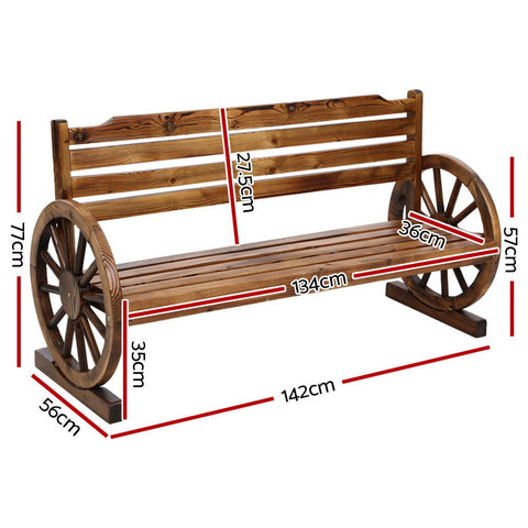 Gardeon Outdoor Garden Bench Wooden 3 Seat Wagon Chair Lounge Patio Furniture Chez Guru