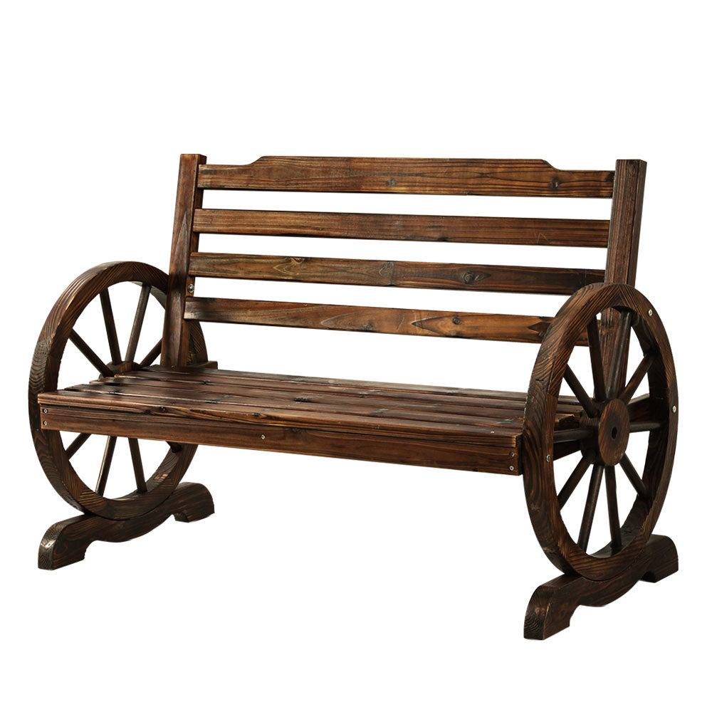 Gardeon Outdoor Garden Bench Wooden 2 Seat Wagon Chair Patio Furniture Brown Chez Guru