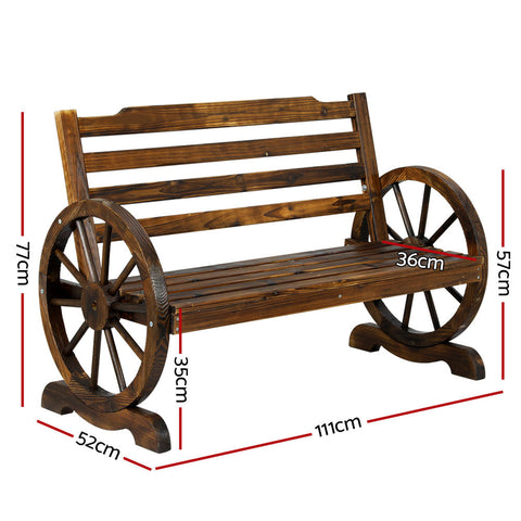 Gardeon Outdoor Garden Bench Wooden 2 Seat Wagon Chair Patio Furniture Brown Chez Guru