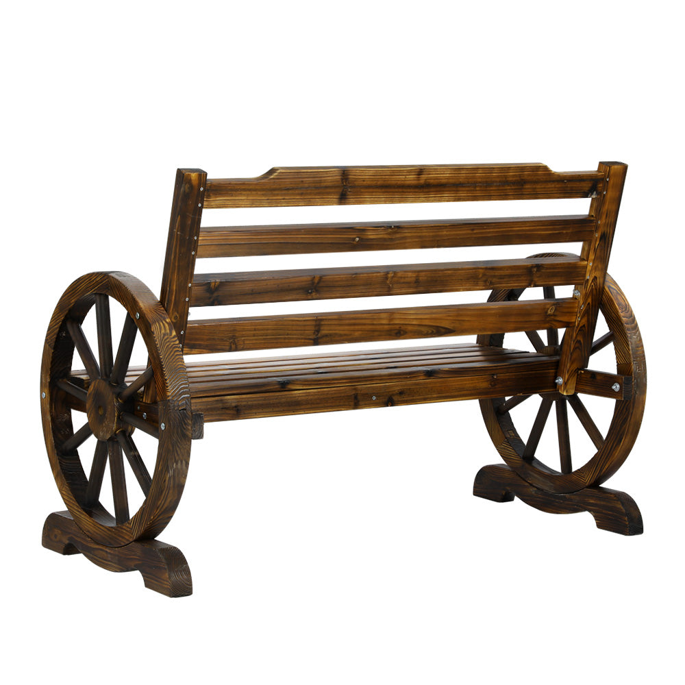 Gardeon Outdoor Garden Bench Wooden 2 Seat Wagon Chair Patio Furniture Brown Chez Guru