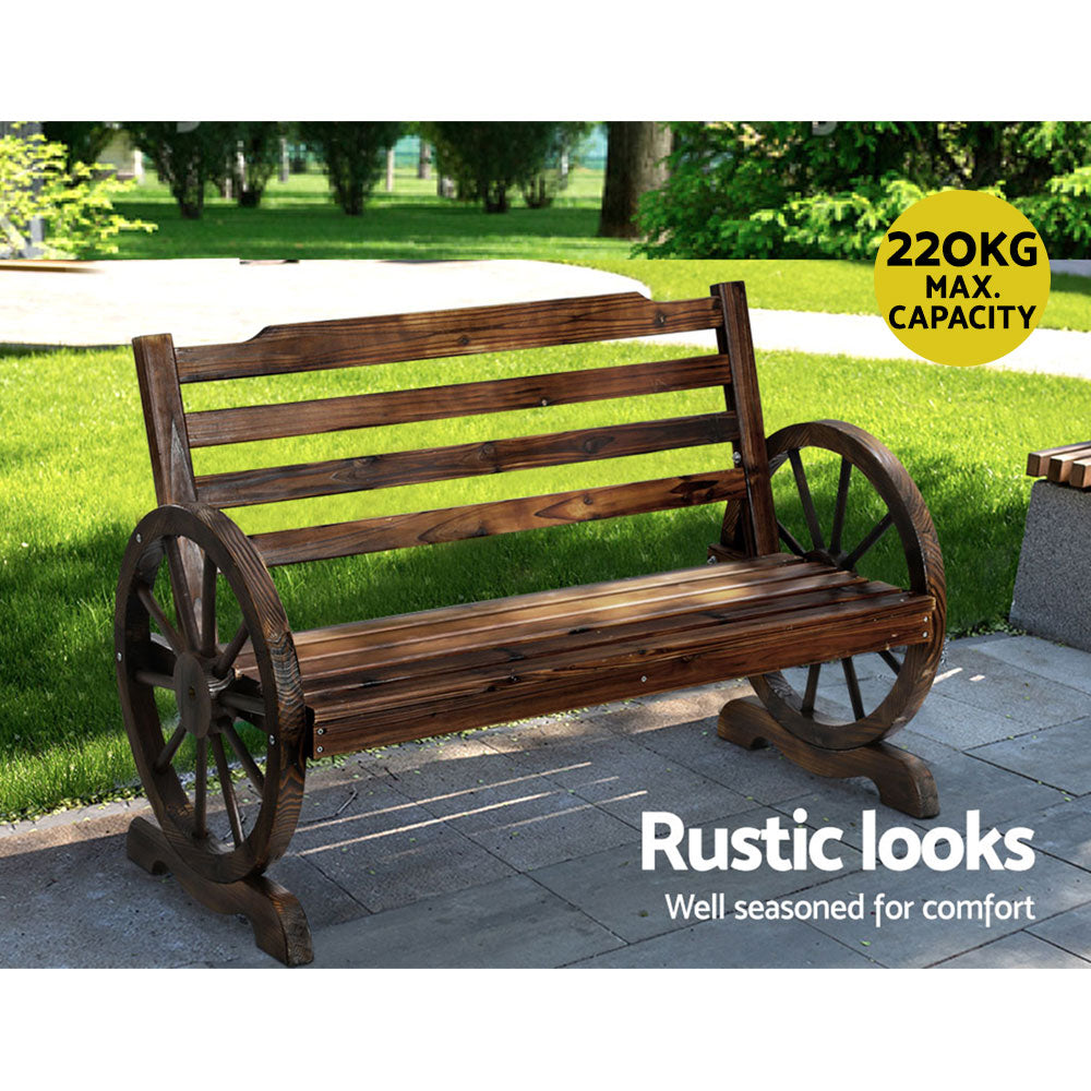 Gardeon Outdoor Garden Bench Wooden 2 Seat Wagon Chair Patio Furniture Brown Chez Guru