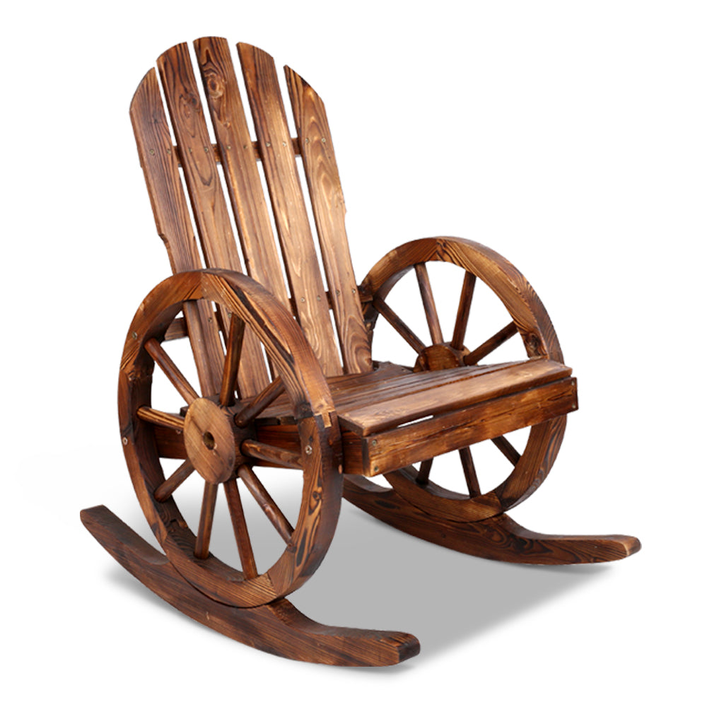 Gardeon Wagon Wheels Rocking Chair - Brown Chez Guru