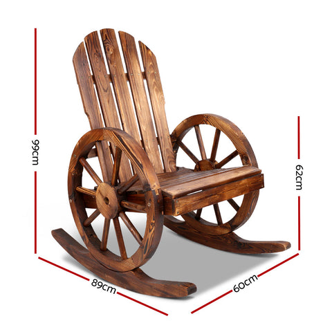 Gardeon Wagon Wheels Rocking Chair - Brown Chez Guru