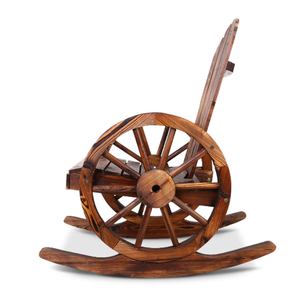 Gardeon Wagon Wheels Rocking Chair - Brown Chez Guru