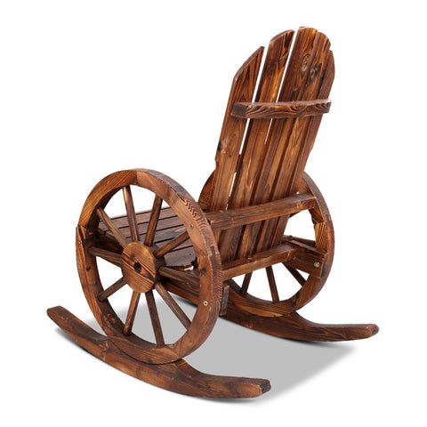 Gardeon Wagon Wheels Rocking Chair - Brown Chez Guru