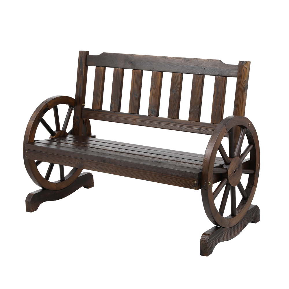 Gardeon Outdoor Garden Bench Wooden 2 Seater Wagon Chair Patio Furniture Brown Chez Guru
