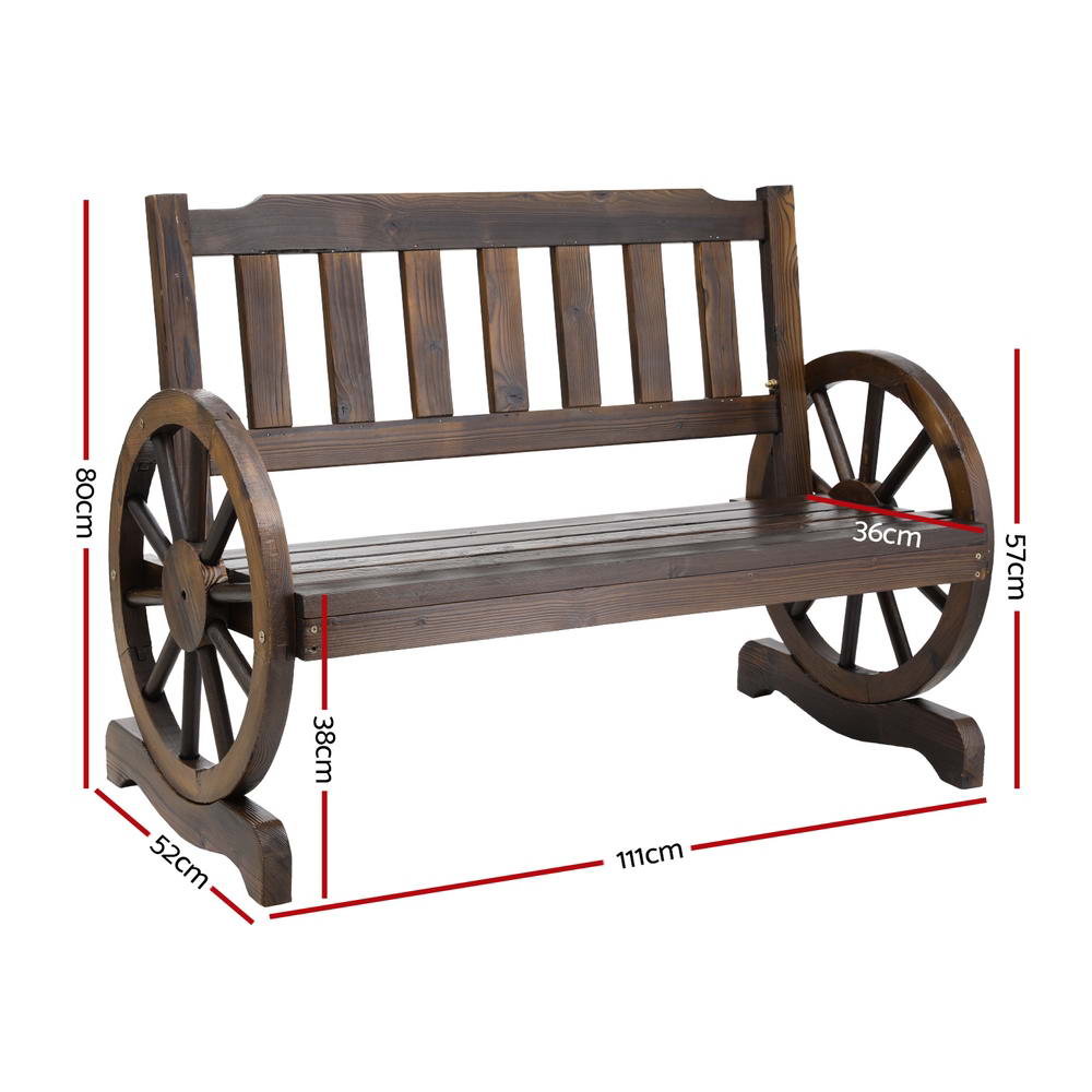 Gardeon Outdoor Garden Bench Wooden 2 Seater Wagon Chair Patio Furniture Brown Chez Guru