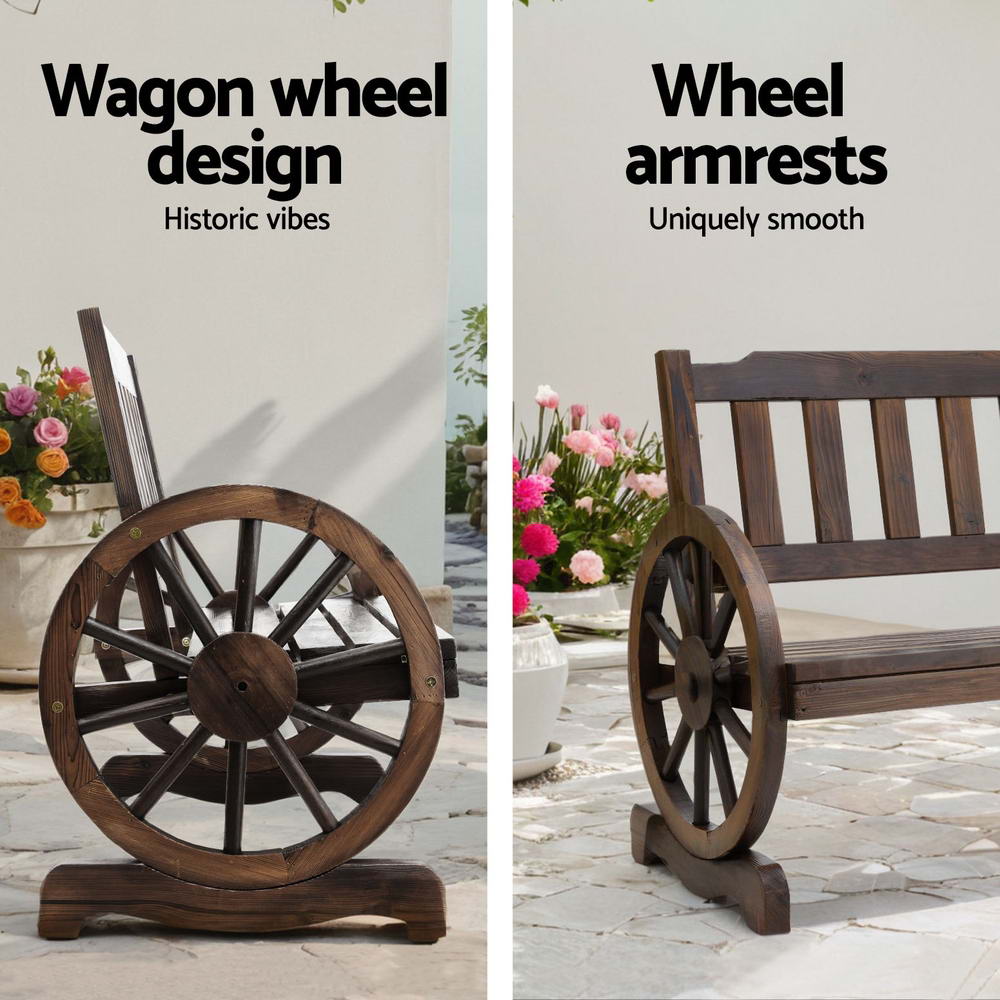 Gardeon Outdoor Garden Bench Wooden 2 Seater Wagon Chair Patio Furniture Brown Chez Guru