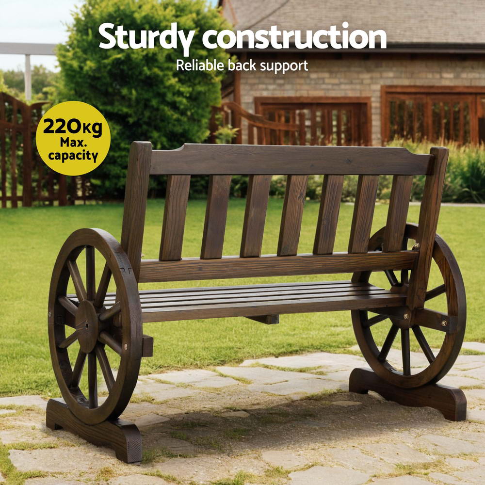 Gardeon Outdoor Garden Bench Wooden 2 Seater Wagon Chair Patio Furniture Brown Chez Guru