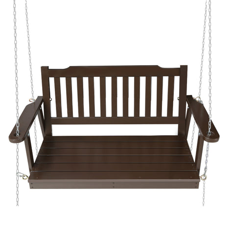 Gardeon Porch Swing Chair With Chain Outdoor Furniture Wooden Bench 2 Seat Brown Chez Guru