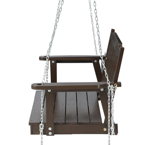 Gardeon Porch Swing Chair With Chain Outdoor Furniture Wooden Bench 2 Seat Brown Chez Guru