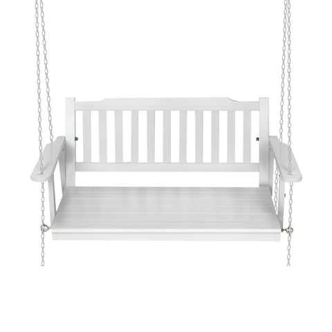 Gardeon Porch Swing Chair With Chain Outdoor Furniture Wooden Bench 2 Seat White Chez Guru