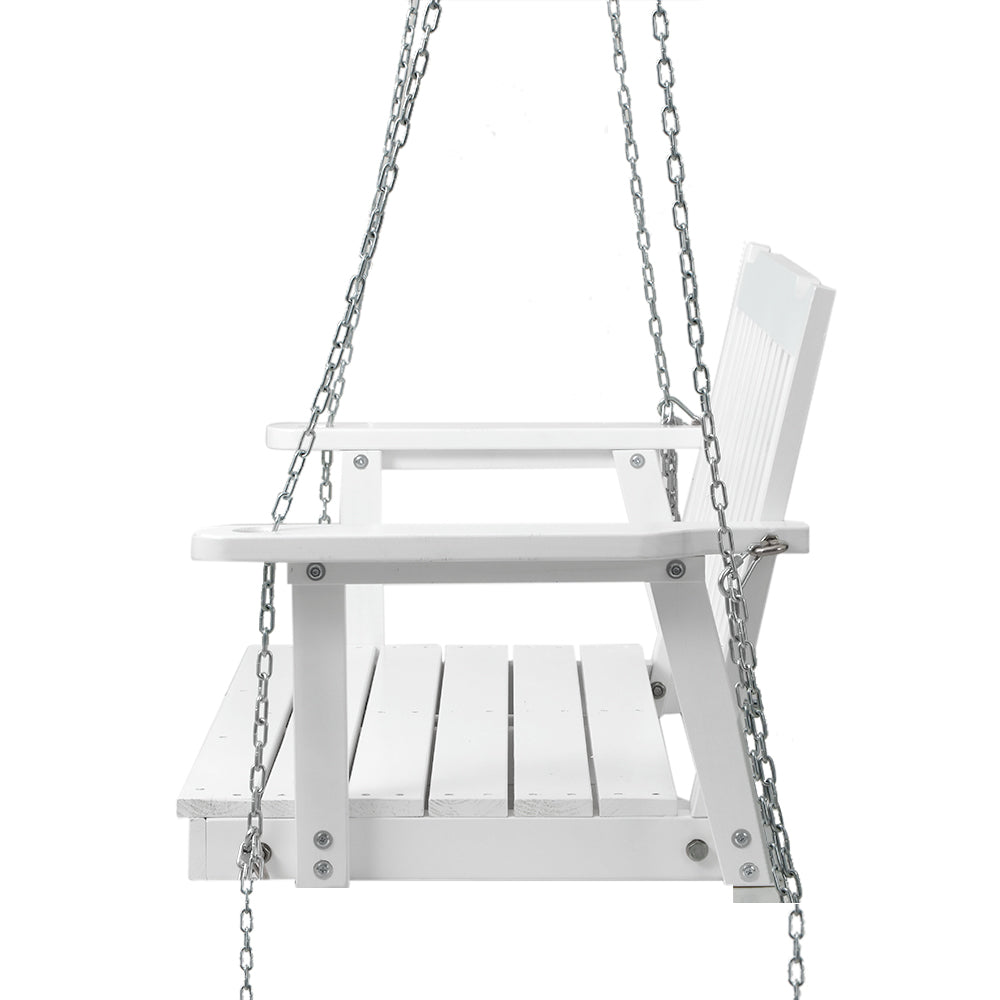 Gardeon Porch Swing Chair With Chain Outdoor Furniture Wooden Bench 2 Seat White Chez Guru