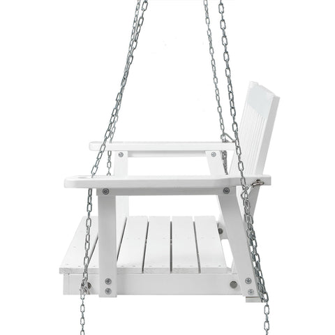 Gardeon Porch Swing Chair With Chain Outdoor Furniture Wooden Bench 2 Seat White Chez Guru