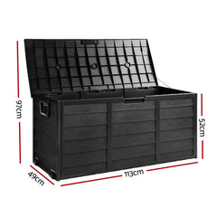 Gardeon Outdoor Storage Box 290L Lockable Organiser Garden Deck Shed All Black Chez Guru