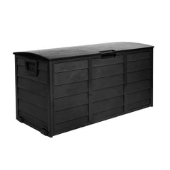 Gardeon Outdoor Storage Box 290L Lockable Organiser Garden Deck Shed All Black Chez Guru