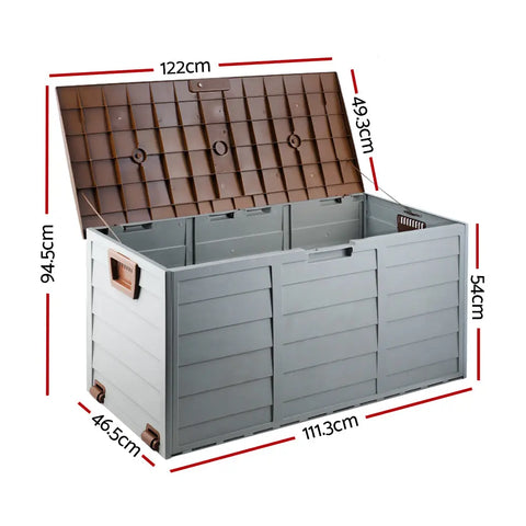 Gardeon Outdoor Storage Box 290L Lockable Organiser Garden Deck Shed Tool Brown Chez Guru