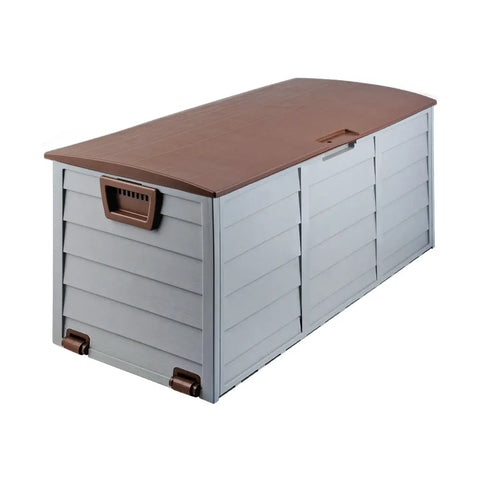 Gardeon Outdoor Storage Box 290L Lockable Organiser Garden Deck Shed Tool Brown Chez Guru