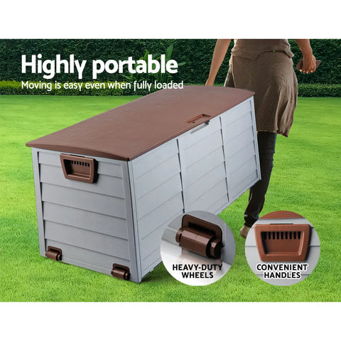 Gardeon Outdoor Storage Box 290L Lockable Organiser Garden Deck Shed Tool Brown Chez Guru