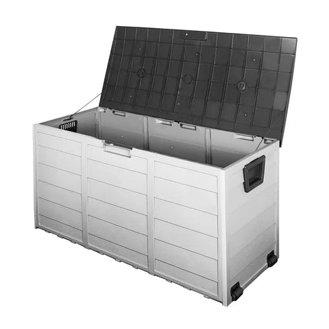 Gardeon Outdoor Storage Box 290L Lockable Organiser Garden Deck Shed Tool Black Chez Guru